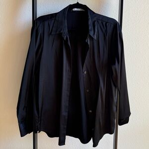 Abercrombie & Fitch Black Satin-Look Button Shirt